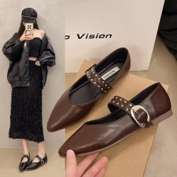 2025 New Pointed Toe Fashion Women Shoes Spring Autumn Elegant Party Daily Low Heels Pump Footwear Women Minimalist Flats Shoes