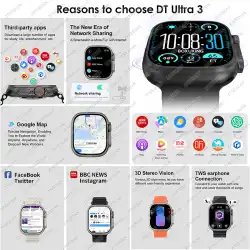 2025 New Original Watch DT Ultra 3 Pro Smart Watch Men Google map NFC GPS Tracker HD BT Call IP68 Waterproof smart watches Women