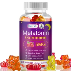 Melatonin Supplement 5mg Contains Vitamin D3 & MSM Gummies to Fall Asleep, Promote Sleep Quality & Alertness Non-GMO