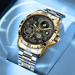 GLENAW Automatic Men's Automatic Mechanical Watch | Black and Silver Double Color Seiko Forged Aviation Grade Gear Dial