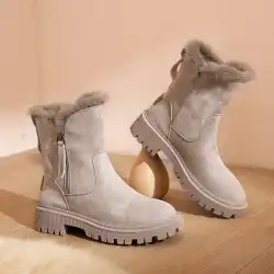 NEW Snow Boots Women Winter Warm Fashion Designer Platform Boots Non-slip Short Plush Flats Suede Shoes Mujer