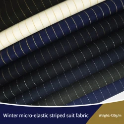 Micro-elastic Striped Suit Fabric Textile By Meters for Clothes Trousers Waistcoat Diy Sewing Anti-wrinkle Winter Cloth Black