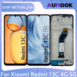 6.74" LCD Screen For Xiaomi Redmi 13C 4G 5G LCD Display Touch Screen Digiziter Assembly With Frame 23100RN82L 23124RN87G Parts