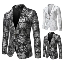Autumn New Men's Fashion Western-Style Suit Jacket Business Casual Smooth Slim Fit Stage Performance Outerwear From China