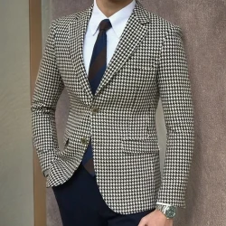 Houndstooth Suits for Men 2 Pieces Blazer and Pants Set or Single Blazer Elegant Tuxedo Set for Wedding Business Men's Suits