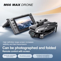2025 New M66 Max 4K Dual Camera Drone with Foldable Screen 10km Flight Range GPS Auto Return Brushless Motor RC Quadcopter