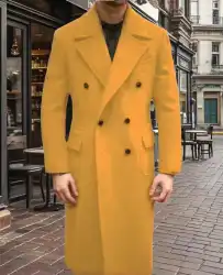 Formal Winter Brown Men Blazer Suits  Double Breasted Winter Warm Overcoat Customized  Business Winter Wear Warm Jacket