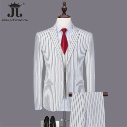 ( Blazer + Vest + Pants ) Boutique Fashion Striped Men's Formal Business Office Suit Three Piece Groom Wedding Wedding Gown