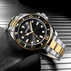 MEGIR Business Watch for Men with Quartz Movement Date Calendar Minimalist Stainless Steel Strap Wristwatch with Luminous Hands