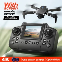 New E88 Drone Remote Control with Screen 4K Dual Camera Optical Flow Localization 2.4G RC Quadcopter One-button Take-off Drones