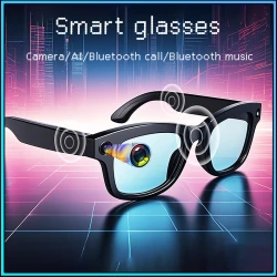 Camera AI Smart Glasses w/ChatGPT | 5MP EIS Auto-Focus, Real-Time Translation, Voice Control, 5GHz WiFi, ENC Dual-Mic