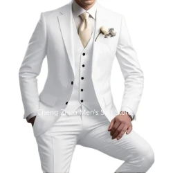 Formal Men's Suit 3 Pieces Blazer Vest and Pants Set Notched Lapel Slim Fit Suit for Men Wedding Dresses Business Banquet Tuxedo