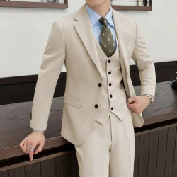 Formal Men's Suits Notched Lapel 3 Pieces Blazer Vest and Pants Set Tuxedo Suits for Men Wedding Dresses Business Evening Party