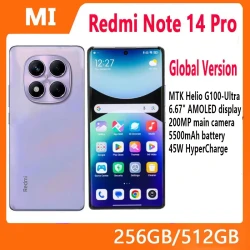 Global Version Xiaomi Redmi Note 14 Pro 4G Smartphone 6.67" AMOLED Display MediaTek Helio G100-Ultra 5500mAh 200MP AI Camera