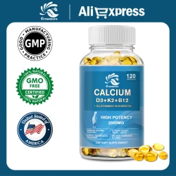 Calcium Vitamin D3 Plus with B12, K2 - High Potency Food-Based Immune Support, Bone Health & Mood Balance Supplement
