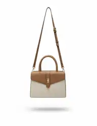 Stylish Two-Tone Women's Handbag with Top Handle and Crossbody Strap
