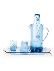 Blue Star & Moon Glass Pitcher Set with Tray