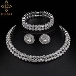 Luxury African Crystal Bridal Jewelry Set - Rhinestone Choker, Necklace, Earrings & Bracelet for Wedding