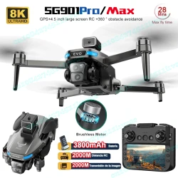 SG901 Pro / MAX FPV Drone with Camera Professional 8K HD Camera 5G WIFI GPS Drones 4.5 Inch Screen Brushless Motor RC Dron Toys
