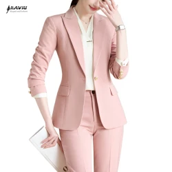 NAVIU 2 Piece Blazer Suits For Women New Buiness Chic Long Sleeve Casual Jacket And Pants Office Lady Work Wear Elegant Fashion