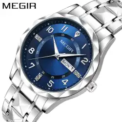 MEGIR Top Original Men Watches Waterproof Stainless Steel Date Watch Man Waterproof Quartz Luminous Wristwatch Relogio Masculino