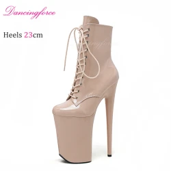New Black Sexy 23Cm/9Inchs High Heels Platform Stripper Ankle Boots Knight Female High Pole Dance Shoes Women Fast Shipping