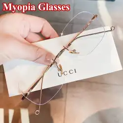 High Quality Myopia Glasses Unisex Square Frameless Frame Anti-blue Light Eyeglasses Nearsighted Prescription Eyewear Diopter