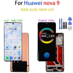 Original AMOLED For Huawei Nova9 Nova 9 Display NAM-AL00, NAM-LX9 Pantalla LCD Touch Screen Digitizer Assembly Replacement