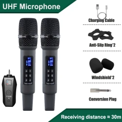 UHF Wireless Handheld Dynamic Karaoke Microphone Bluetooth Receiver Performing Professional Home Reverb High and Low Bass Mic