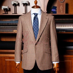 Luxury men's suit jacket premium handmade custom houndstooth blazer for formal events business meeting wedding birthday party
