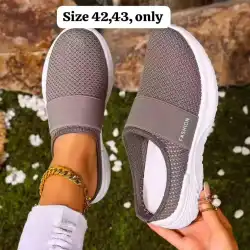 Grey Mesh Slip-On Fashion Sneakers