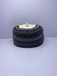 Boxed Blue Rawaram – Hausa/Fulani Cap, Kufi, Handwoven Cap, Zawa
