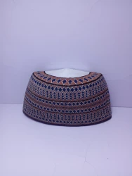 Original Handwoven Hausa Fulani Zawa Cap – Bangol Kindei Bama Style | Men’s Knitted Maiduguri Cap Sizeof 23 