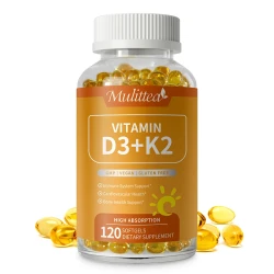 Mulittea Vitamin D3 K2 Capusles with Vitamin D3 Teeth Bone And Skin Heart Health And Support Bone Whole Body Immune Health