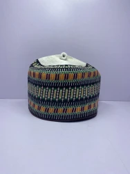 Orange Rawaram – Hausa/Fulani Cap, Kufi, Handwoven Cap, Zawa